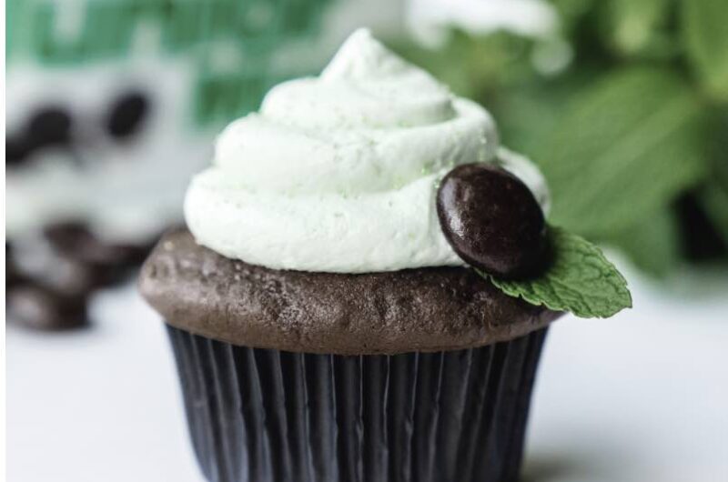 Junior mints inspired chocolate cupcakes