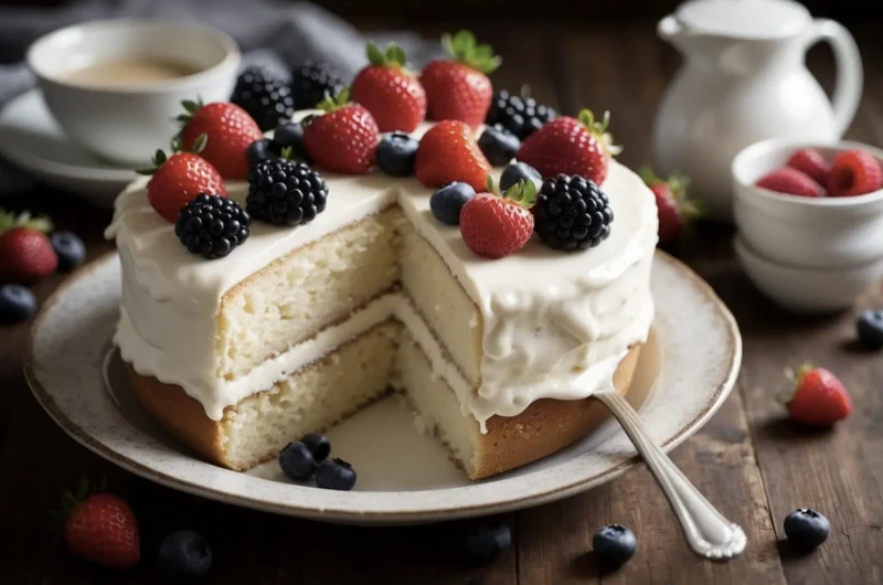 Tres Leches Cake topped with berries